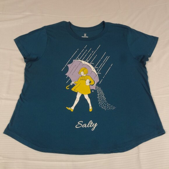 MORTON SALT GIRL IN RAIN UMBRELLA "SALTY" - BLUE 2XL WOMENS T-SHIRT L232 - Picture 4 of 6